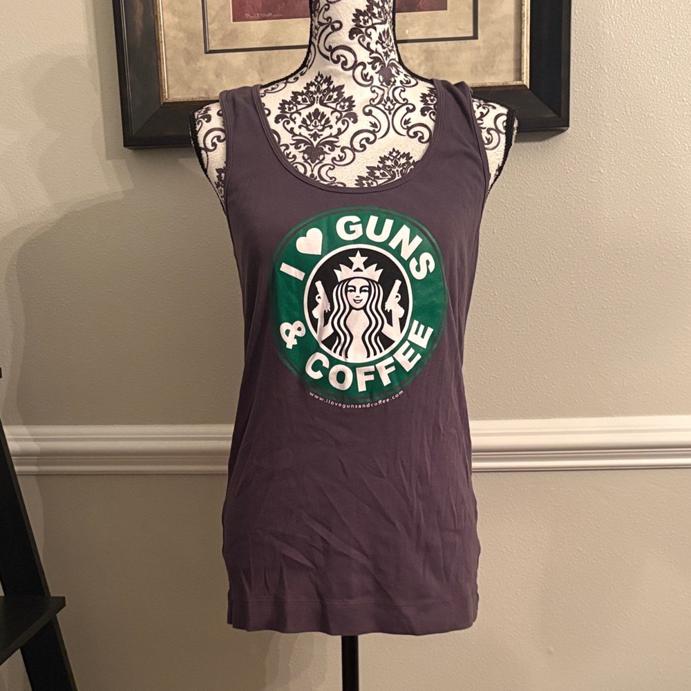 Dark Grey Guns & CoffeeGraphic Tank Top